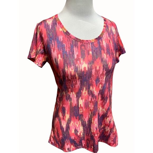 LuLaRoe Womens Short Sleeve Round Neck Top Size XXS Abstract Multicolor Pattern - Picture 1 of 9